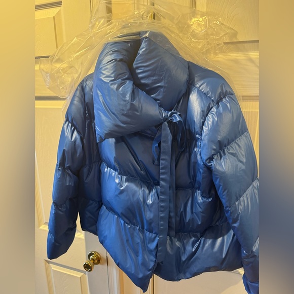 Bacon Pillow Collar asymmetrical puffer jacket Royal Blue L New with Tags - Picture 12 of 12